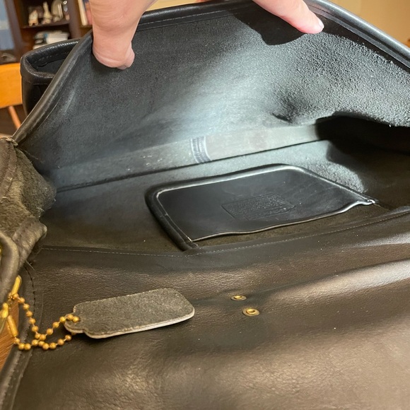 COACH 1973 Vintage Classic Black Leather Crossbody Bag Laptop Briefcase Valise - Picture 8 of 12